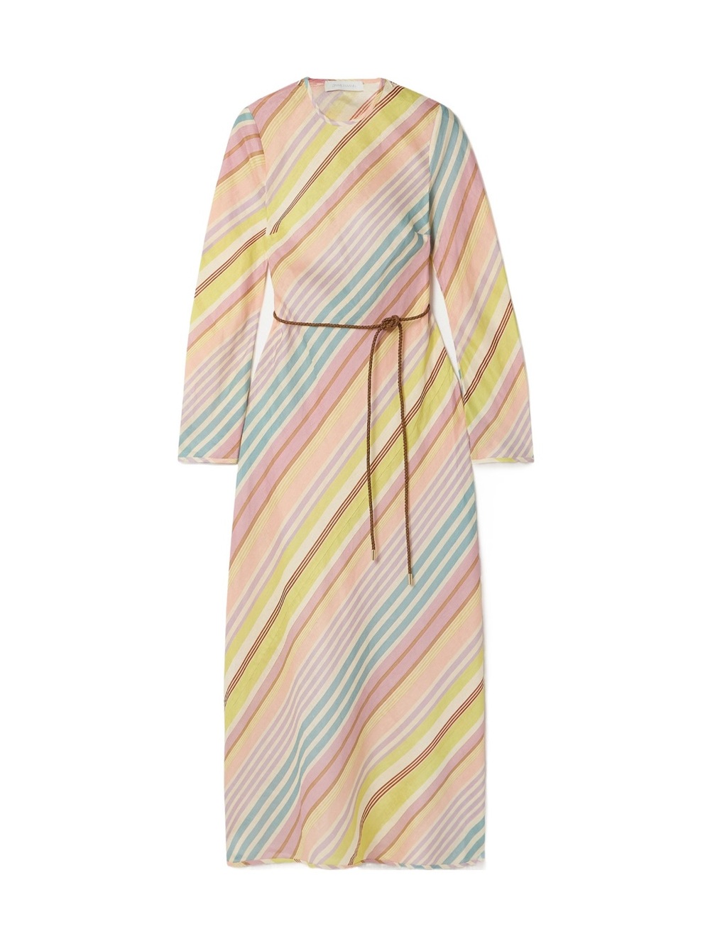 Halliday Belted Striped Linen Maxi Dress In Multi Stripe